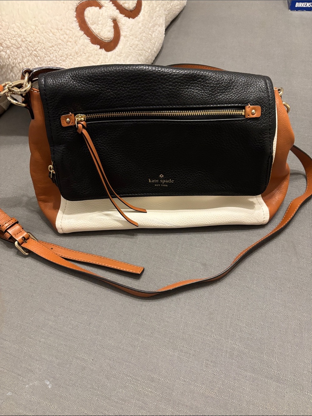 kate spade Black, Tan & Cream Colorblock Leather Crossbody